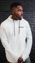 Load image into Gallery viewer, Athletic Hoodie Small Logo Off Centered Chest Over Heart