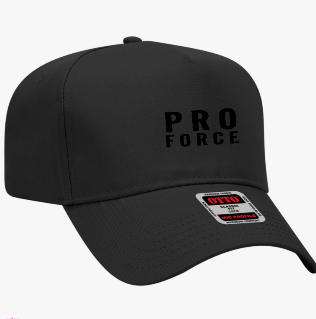 otto cap black on black ProForce stacked words hat